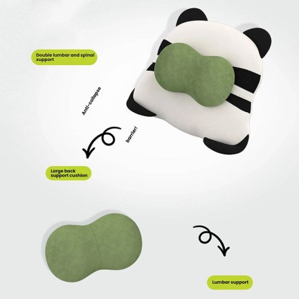 Panda-Shaped Memory Foam Lumbar Support Cushion