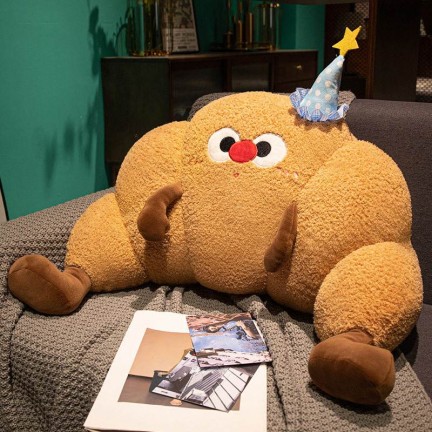Croissant-Shaped Plush Cushion