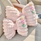 Cute Floral Pink Plush Puff Car Headrest and Lumbar Support Set