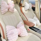 Cute Floral Pink Plush Puff Car Headrest and Lumbar Support Set