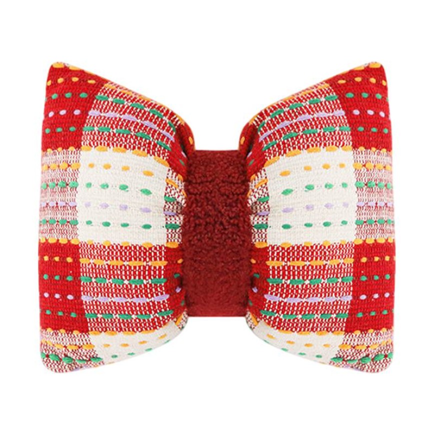 Red Plaid Faux Fur Lumbar Support and Headrest Set