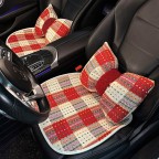 Red Plaid Faux Fur Lumbar Support and Headrest Set