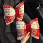 Red Plaid Faux Fur Lumbar Support and Headrest Set