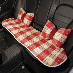Red Plaid Faux Fur Lumbar Support and Headrest Set