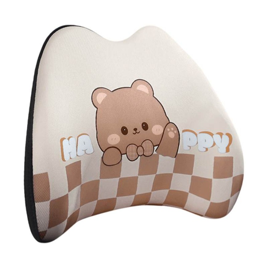Cartoon Bear Memory Foam Car Headrest and Lumbar Support Set