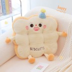 Cartoon Biscuit-Shaped Plush Car Headrest and Lumbar Support Set