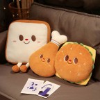 Cartoon Hamburger, Chicken Leg, Toast Plush Cushion Pillow