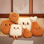 Cartoon Hamburger, Chicken Leg, Toast Plush Cushion Pillow