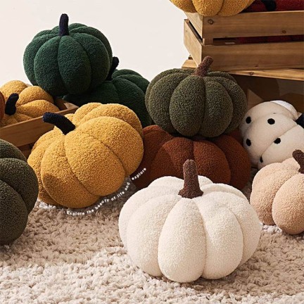 Sherpa Pumpkin-Shaped Decorative Pillow