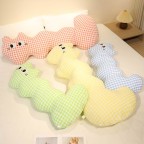 Seersucker Check Cat-Shaped Body Pillow