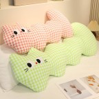 Seersucker Check Cat-Shaped Body Pillow