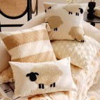 Embroidered Sheep Canvas Throw Pillow