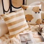 Embroidered Sheep Canvas Throw Pillow