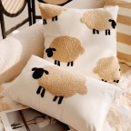 Embroidered Sheep Canvas Throw Pillow