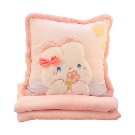 Embroidered Bouquet Animal Pillow Blanket 2-in-1