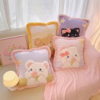 Embroidered Bouquet Animal Pillow Blanket 2-in-1