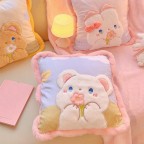 Embroidered Bouquet Animal Pillow Blanket 2-in-1