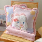 Embroidered Bouquet Animal Pillow Blanket 2-in-1