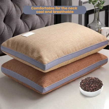 Buckwheat Hull Neck Support Pillow with Linen Cover
